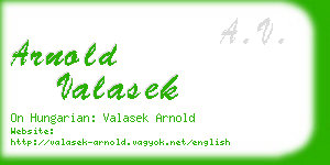 arnold valasek business card